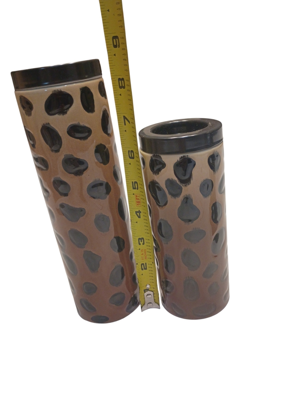 #6026 Retired Gold Canyon Leopard Glass Pillar Candle Holders - Picture 4 of 11